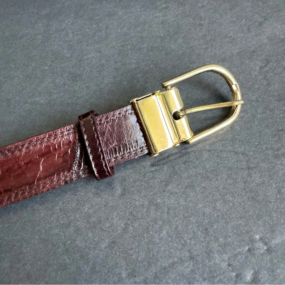 Vintage Eel Skin Leather Belt Brown‎ Exotic Dress Unisex Mens Womens M / L 36